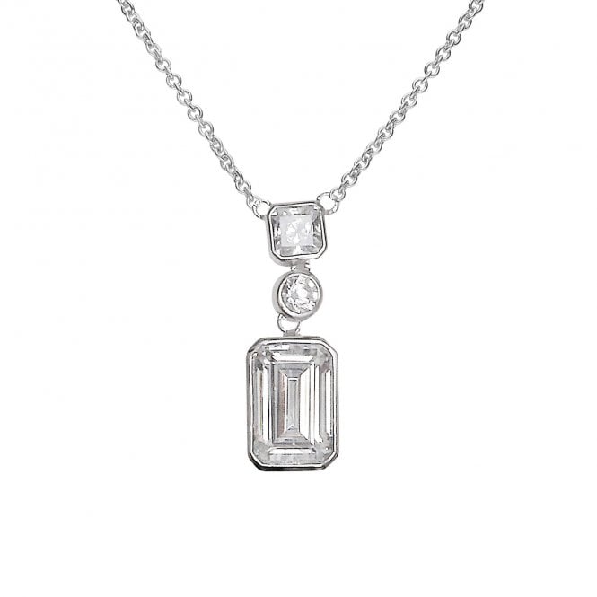 Diamonfire Sterling Silver Emerald Cut CZ Necklace