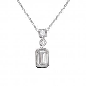 Diamonfire Sterling Silver Emerald Cut CZ Necklace