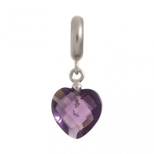 Endless Amethyst Heart Drop Silver Charm 43304-4