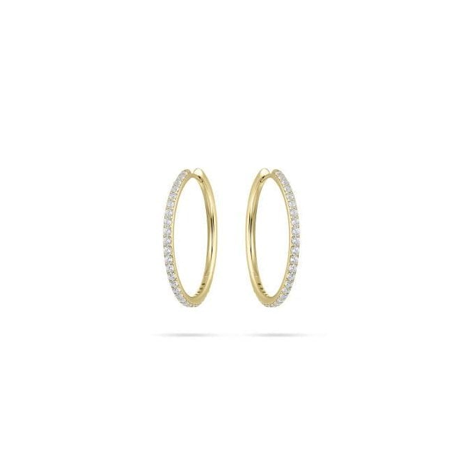 Gisser Gold Plated CZ Hoop Earrings 30mm