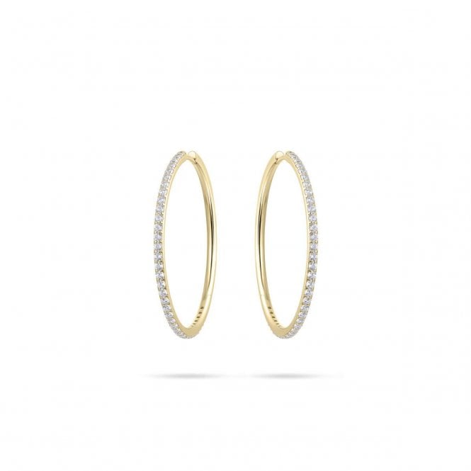 Gisser Gold Plated CZ Hoop Earrings 40mm