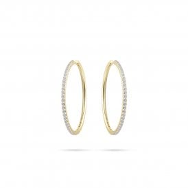 Gisser Gold Plated CZ Hoop Earrings 40mm
