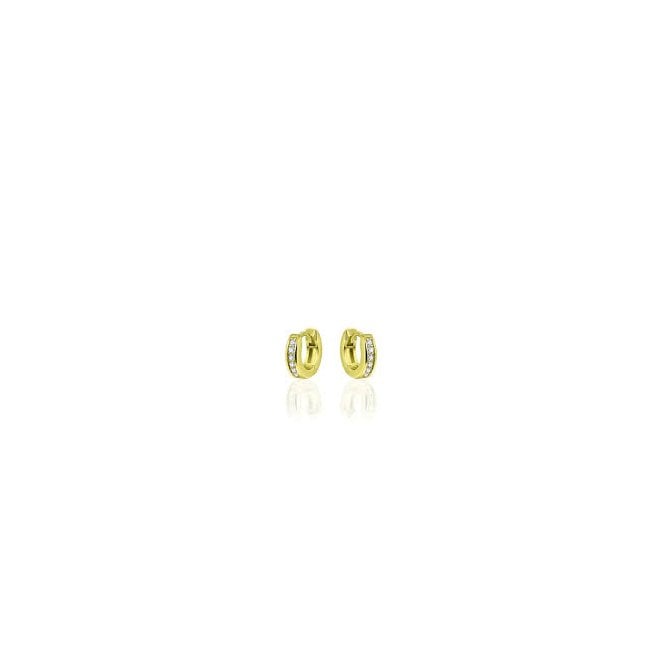Gisser Gold Plated CZ Pave Hoop Earrings KCD3/12Y