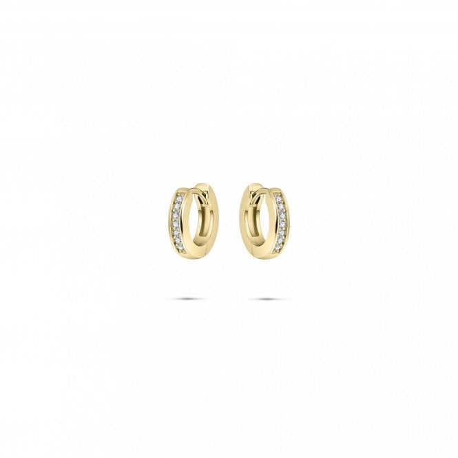 Gisser Gold Plated CZ Pave Hoop Earrings KCD3/15Y