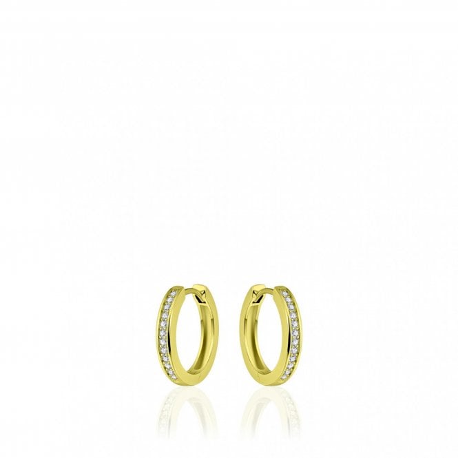 Gisser Gold Plated CZ Pave Hoop Earrings KCD3/20Y