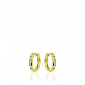 Gisser Gold Plated CZ Pave Hoop Earrings KCD3/20Y