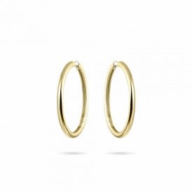 Gisser Gold Plated Plain Hoop Earrings 40mm