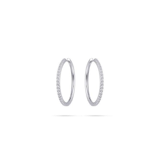 Gisser Sterling Silver CZ Hoop Earrings 30mm