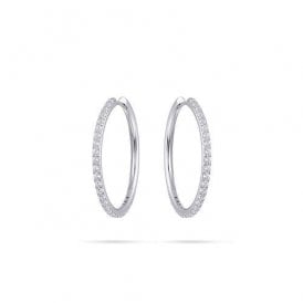 Gisser Sterling Silver CZ Hoop Earrings 30mm