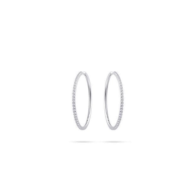 Gisser Sterling Silver CZ Hoop Earrings 40mm