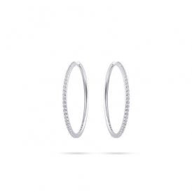Gisser Sterling Silver CZ Hoop Earrings 40mm