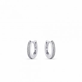 Gisser Sterling Silver CZ Pave Hoop Earrings KCD2/12
