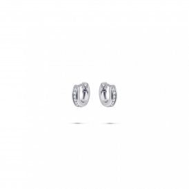Gisser Sterling Silver CZ Pave Hoop Earrings KCD3/12