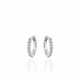 Gisser Sterling Silver Sparkling Hoop Earrings KCF2/13.5