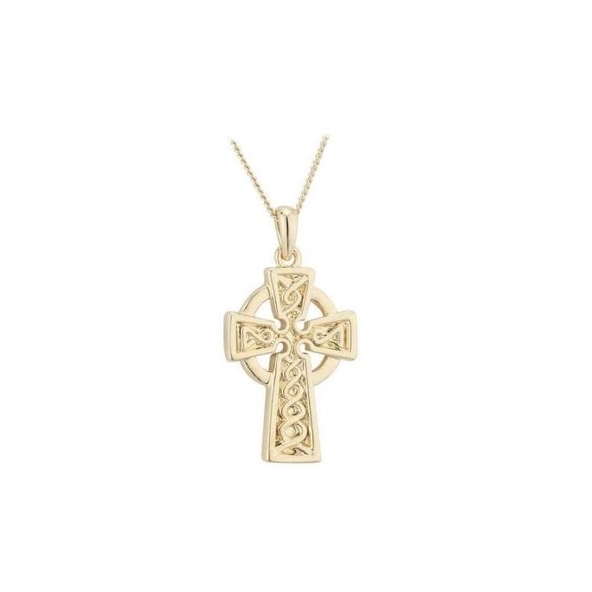 Irish Jewellery Gold Plated Celtic Cross Necklace