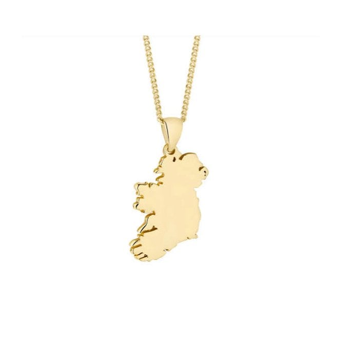 Irish Jewellery Gold Plated Large Ireland Map Necklace