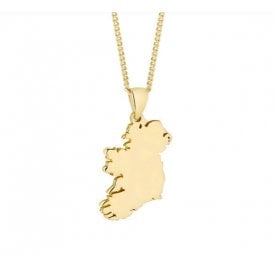 Gold Plated Large Ireland Map Necklace