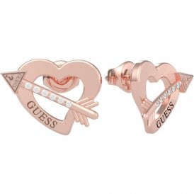 Guess Jewellery Across My Heart Rose Stud Earrings UBE79123