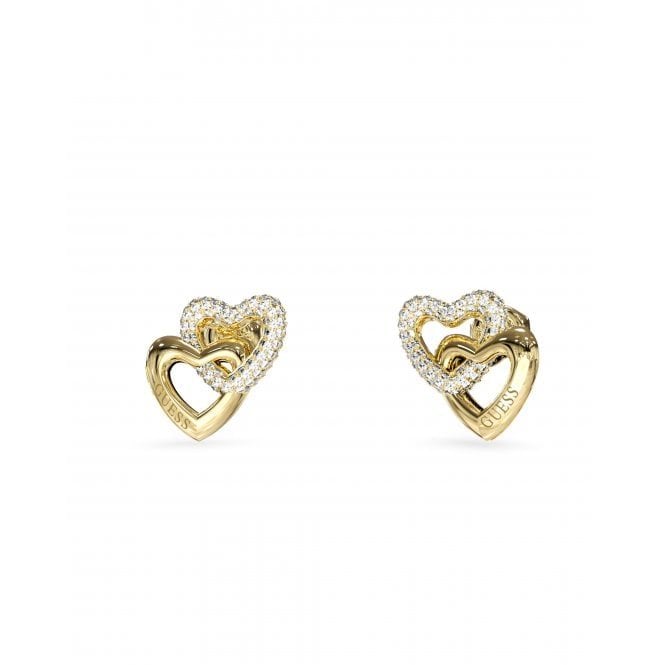 Guess Jewellery Beloved Interlinking Hearts CZ Earrings UBE06015YG