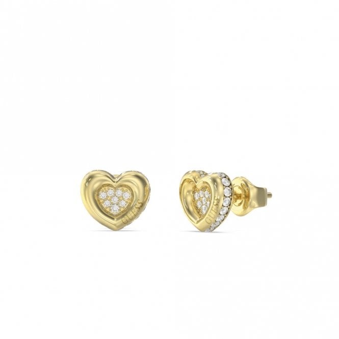 Guess Jewellery LOVE Pavé Heart Earrings UBE05466YG