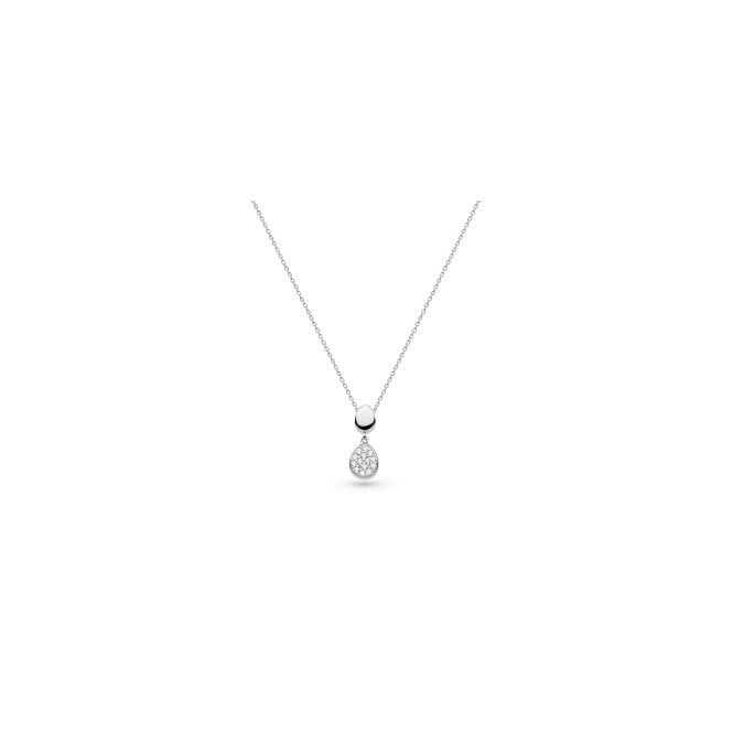 Kit Heath Coast Pebble Glisten Pave CZ Double Droplet Necklace 90188CZ