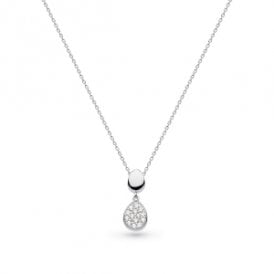Kit Heath Coast Pebble Glisten Pave CZ Double Droplet Necklace 90188CZ