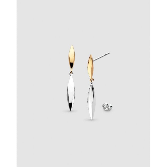 Lowry Sterling Silver Kit Heath Glint Golden Stud Drop Earrings 61254GRP