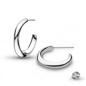 Kit Heath Silver Bevel Cirque Midi Hoop Earrings 6190RP