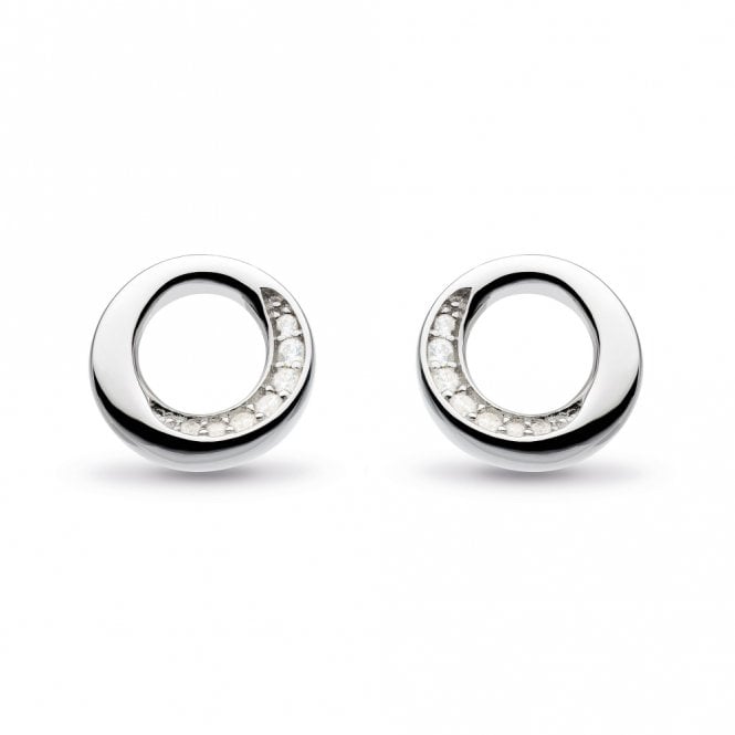 Kit Heath Silver Bevel Cirque Pavé Stud Earrings 3152CZ