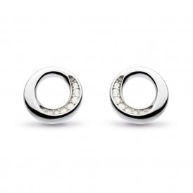 Kit Heath Silver Bevel Cirque Pavé Stud Earrings 3152CZ