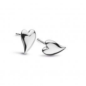 Kit Heath Silver Desire Kiss Mini Heart Stud Earrings 40BK