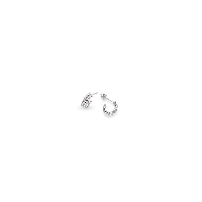 Kit Heath Silver Marina Rope Semi Hoop Stud Earrings 41071RP
