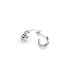 Kit Heath Silver Marina Rope Semi Hoop Stud Earrings 41071RP