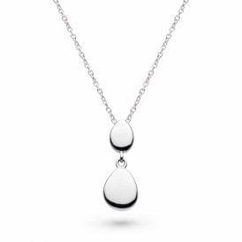 Kit Heath Silver Pebbles Twin Droplet Necklace 90186RP