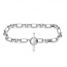 Kit Heath Silver Revival Astoria Figaro Chain Link T-bar Bracelet 70437RP