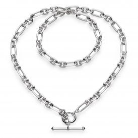 Kit Heath Silver Revival Astoria Figaro Chain Link T-bar Necklace 90437RP
