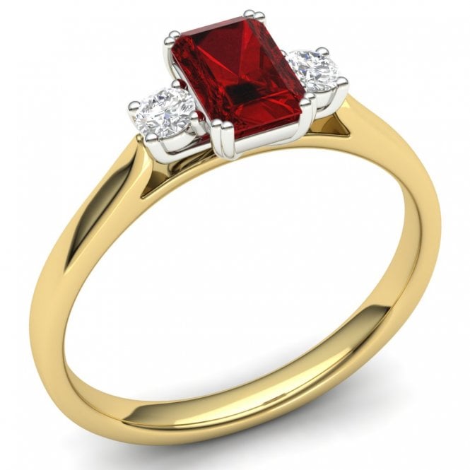 Lowry Diamonds 9ct Ruby & Diamond 3 Stone Ring 0.12ct