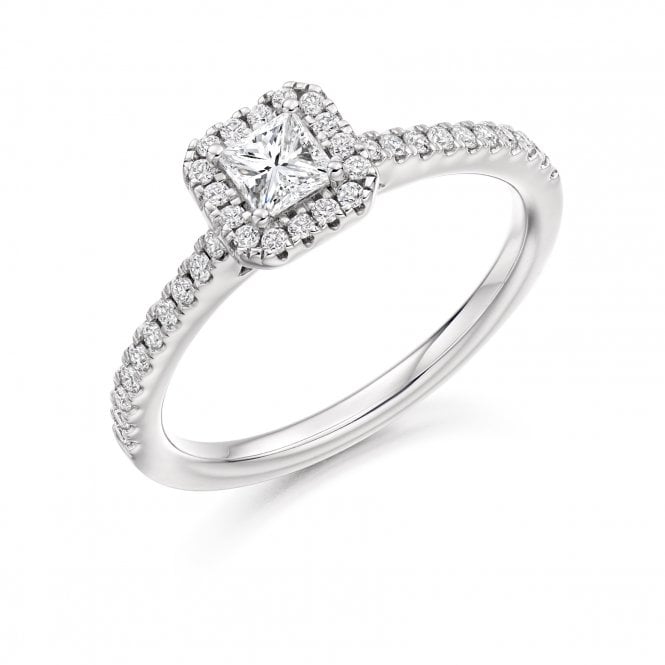 Lowry Diamonds Platinum Diamond Halo Ring 0.63ct (Certified Cenre Stone 0.33ct)