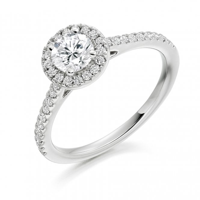 Lowry Diamonds Platinum Diamond Halo Ring 0.85ct (Certified Centre Stone 0.50ct)