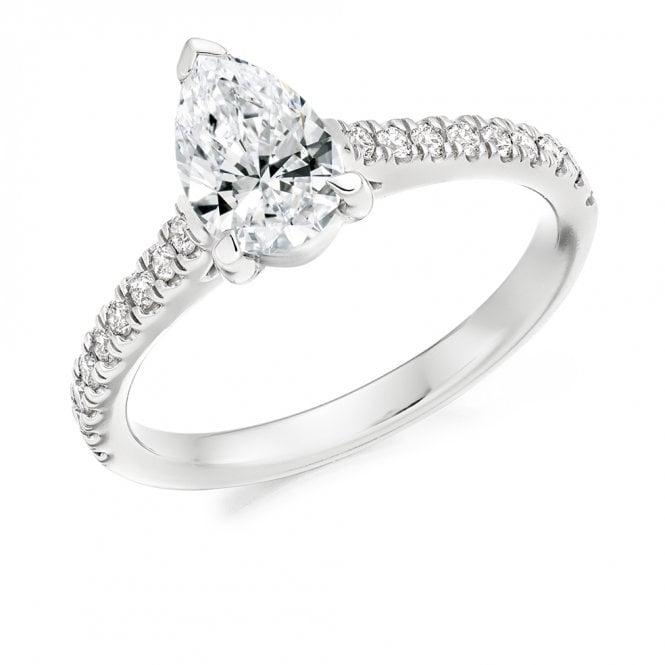 Lowry Diamonds Platinum Diamond Pear Solitaire Ring 1.00 ct (.75ct Certified Centre Stone)