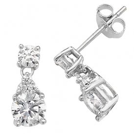 Lowry Sterling Silve Sterling Silver CZ Earrings