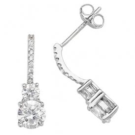 Lowry Sterling Silver Sterling Silver CZ Drop Earrings G51121