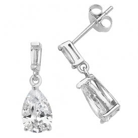 Lowry Sterling Silver Sterling Silver CZ Drop Earrings