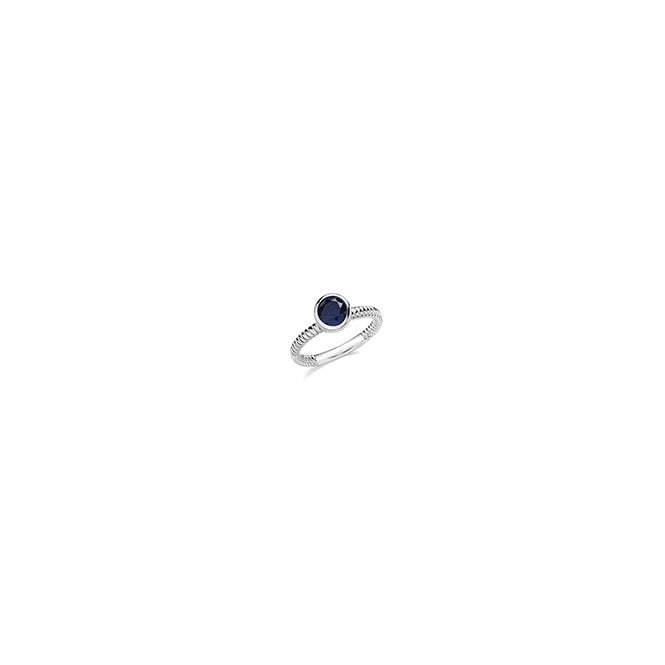 Lowry Sterling Silver Sterling Silver CZ Sapphire Ring