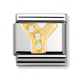 Nomination Classic 18ct Gold and CZ Letter Y Charm 030301/25