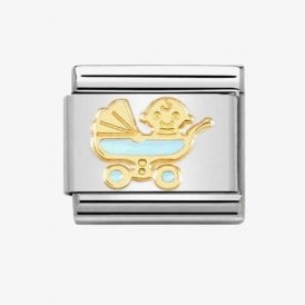 Nomination Classic 18k Light Blue Baby Pram Charm 030272/61