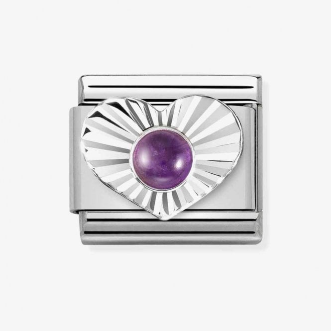 Nomination Classic Amethyst Diamond Heart Charm 330508/35