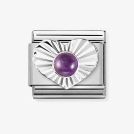 Nomination Classic Amethyst Diamond Heart Charm 330508/35