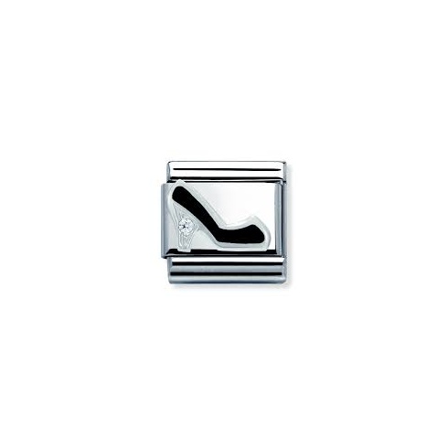 Nomination Classic CZ Silver and Black Shoe Charm 330305/09