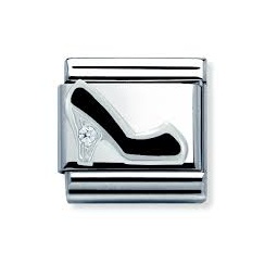Nomination Classic CZ Silver and Black Shoe Charm 330305/09